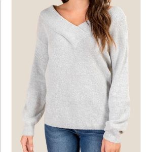 Francesca's Camille Off The Shoulder Sweater Grey